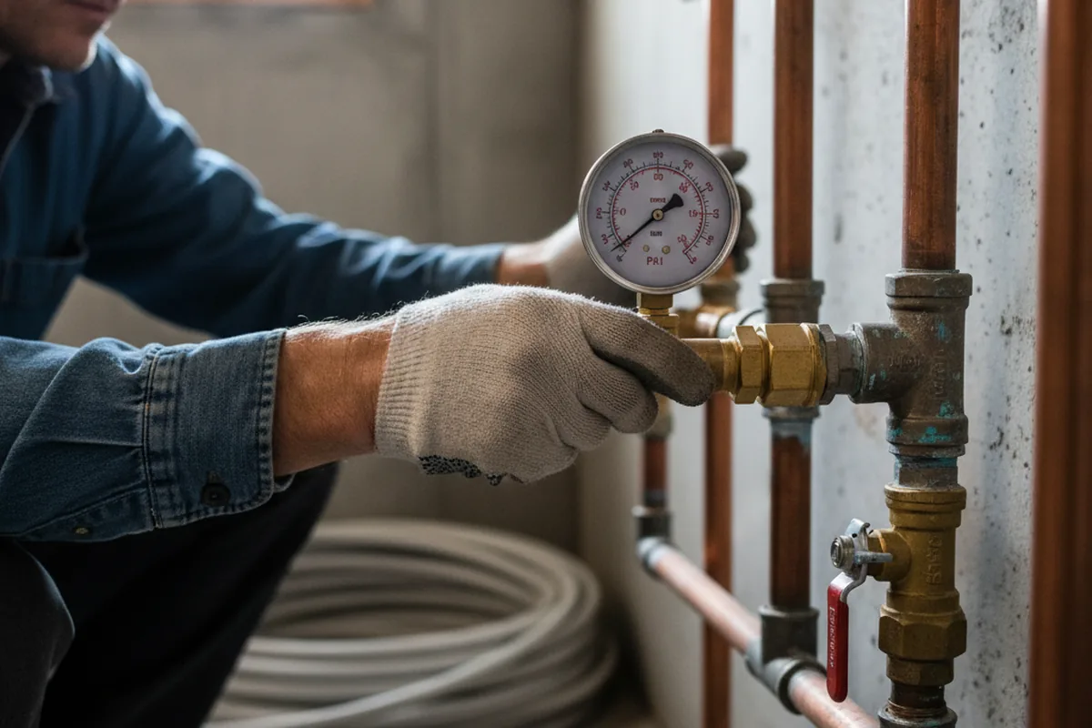 Pressure testing a repaired line during Water Line Repair in Winsted