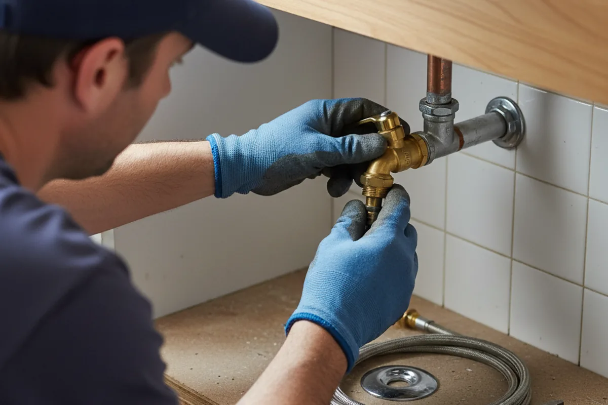 Shutoff valve and fitting work during Faucet and Fixture Repair in Winsted
